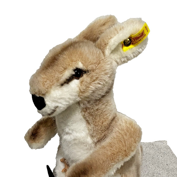 Vintage Steiff Mohair Kangaroo & Plastic Baby Joey Ear Button Tag Stuffed Animal - Picture 2 of 10